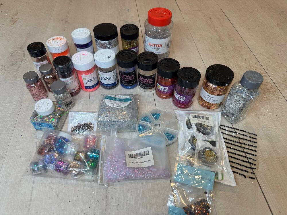 Chunky Glitter Craft Lot Resin Tumbler Nail Art Sequins Rhinestones 30+ Pcs
